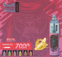 RandM Vape Suomi - RandM Tornado 7000 ilmavirtaa säätelevä vape-laite 1kpl 020X2172 banaani jää